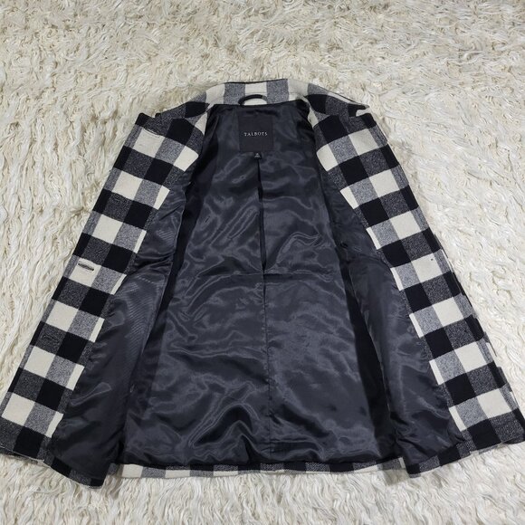 Talbots Black & White Buffalo Check Cape X-Small - Picture 11 of 15